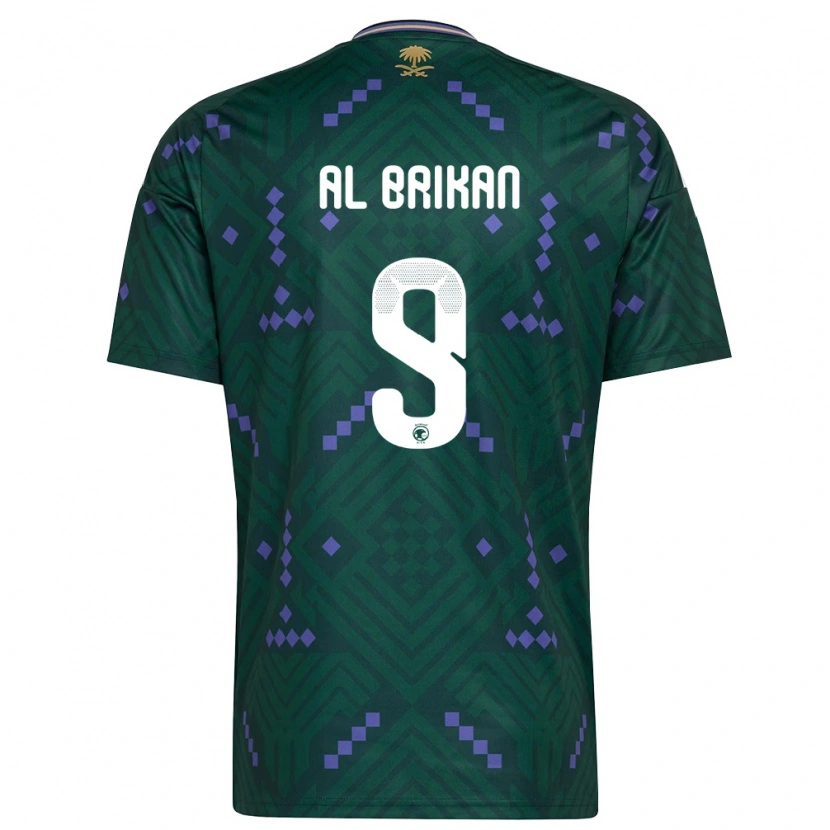 Danxen Mujer Camiseta Arabia Saudita Feras Al Brikan #9 Verde Púrpura Blanco 1ª Equipación 26-28 La Camisa