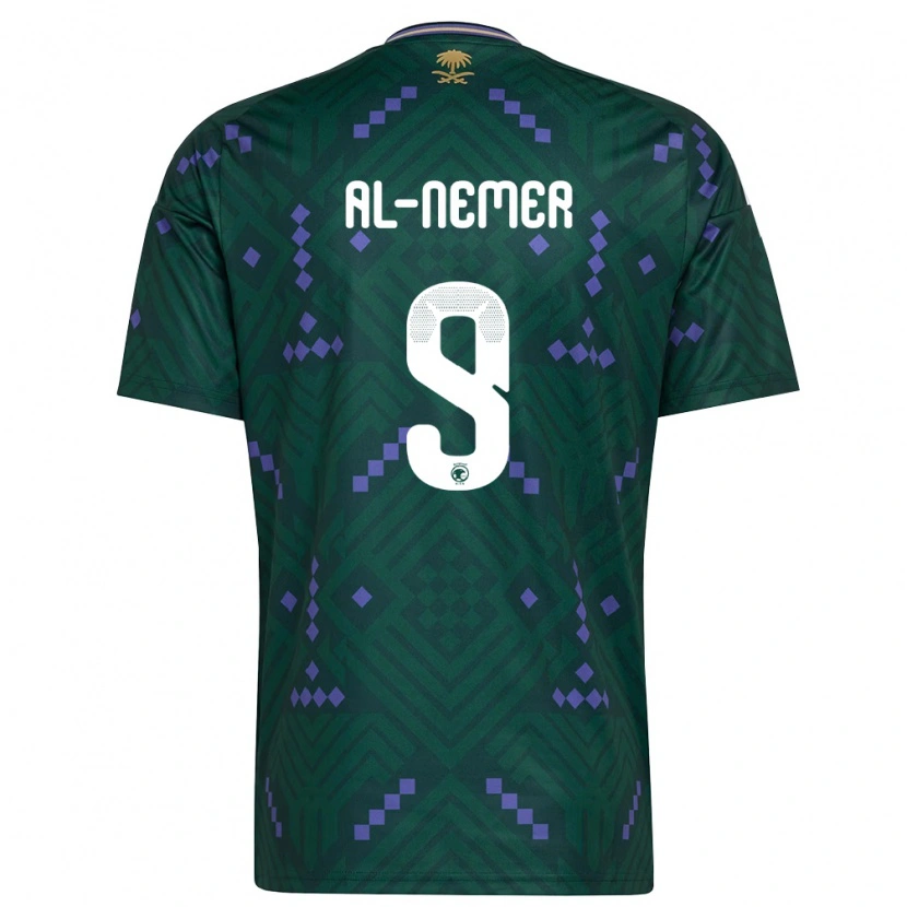 Danxen Mujer Camiseta Arabia Saudita Meshari Al-Nemer #9 Verde Púrpura Blanco 1ª Equipación 26-28 La Camisa