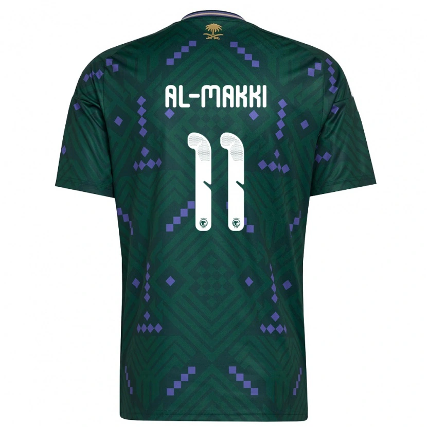 Danxen Mujer Camiseta Arabia Saudita Ali Al-Makki #11 Verde Púrpura Blanco 1ª Equipación 26-28 La Camisa