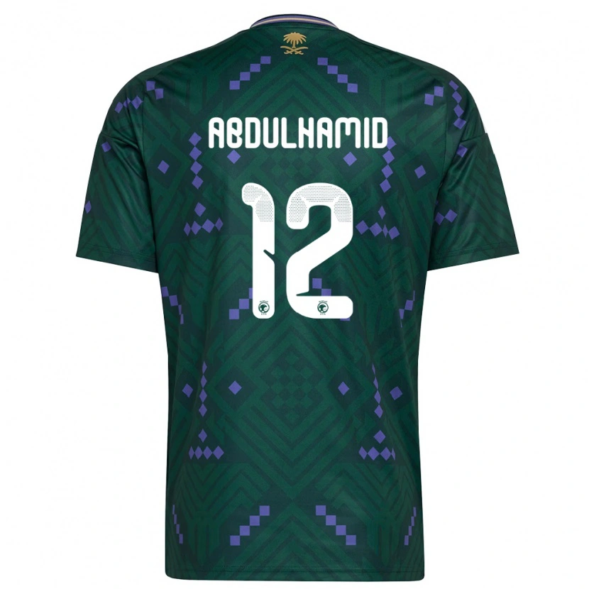 Danxen Mujer Camiseta Arabia Saudita Saud Abdulhamid #12 Verde Púrpura Blanco 1ª Equipación 26-28 La Camisa