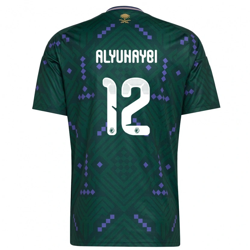 Danxen Mujer Camiseta Arabia Saudita Ammar Alyuhaybi #12 Verde Púrpura Blanco 1ª Equipación 26-28 La Camisa