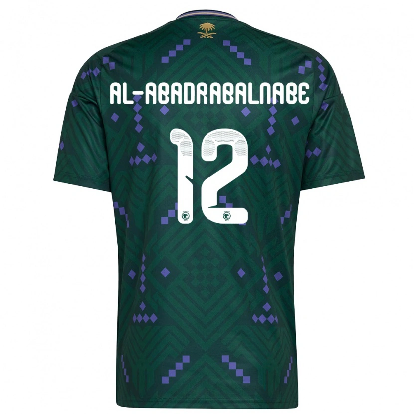 Danxen Mujer Camiseta Arabia Saudita Ahmed Musallam Al-Abadrabalnabe #12 Verde Púrpura Blanco 1ª Equipación 26-28 La Camisa