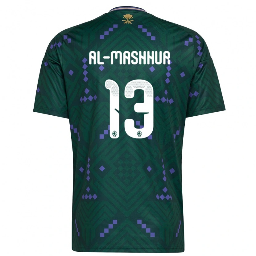 Danxen Mujer Camiseta Arabia Saudita Fawaz Al-Mashhur #13 Verde Púrpura Blanco 1ª Equipación 26-28 La Camisa