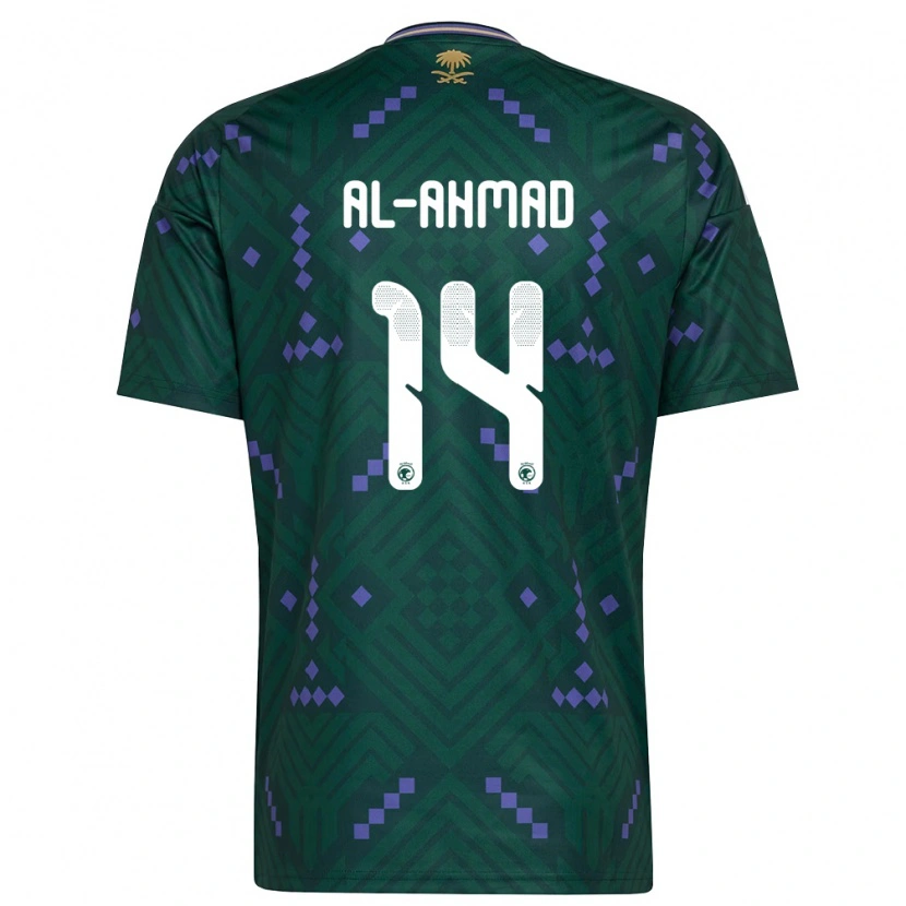 Danxen Mujer Camiseta Arabia Saudita Waleed Al-Ahmad #14 Verde Púrpura Blanco 1ª Equipación 26-28 La Camisa