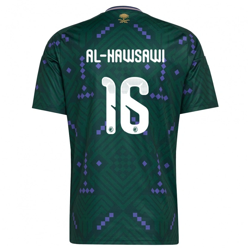 Danxen Mujer Camiseta Arabia Saudita Murad Al-Hawsawi #16 Verde Púrpura Blanco 1ª Equipación 26-28 La Camisa