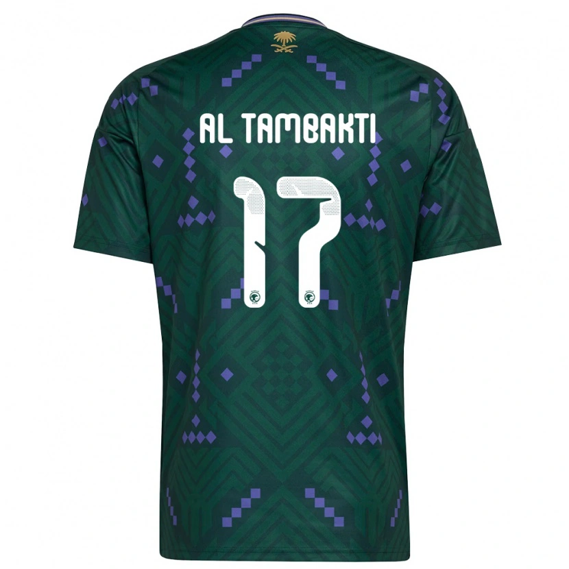Danxen Mujer Camiseta Arabia Saudita Hassan Al Tambakti #17 Verde Púrpura Blanco 1ª Equipación 26-28 La Camisa