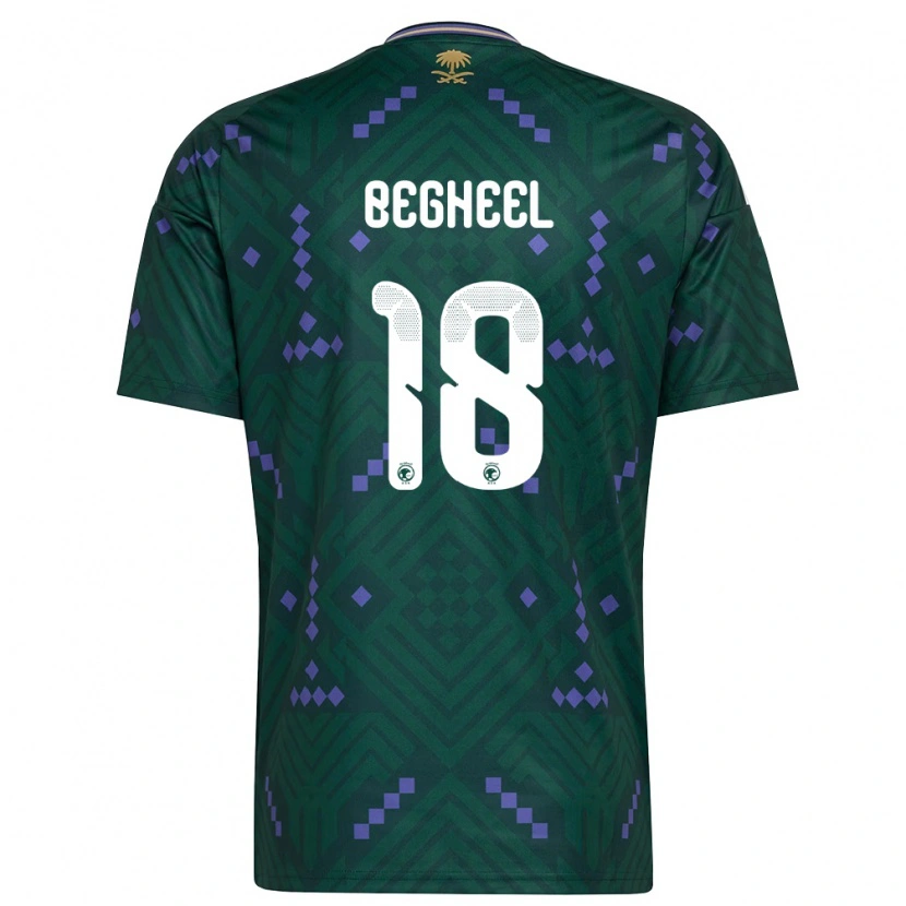 Danxen Mujer Camiseta Arabia Saudita Qasem Begheel #18 Verde Púrpura Blanco 1ª Equipación 26-28 La Camisa