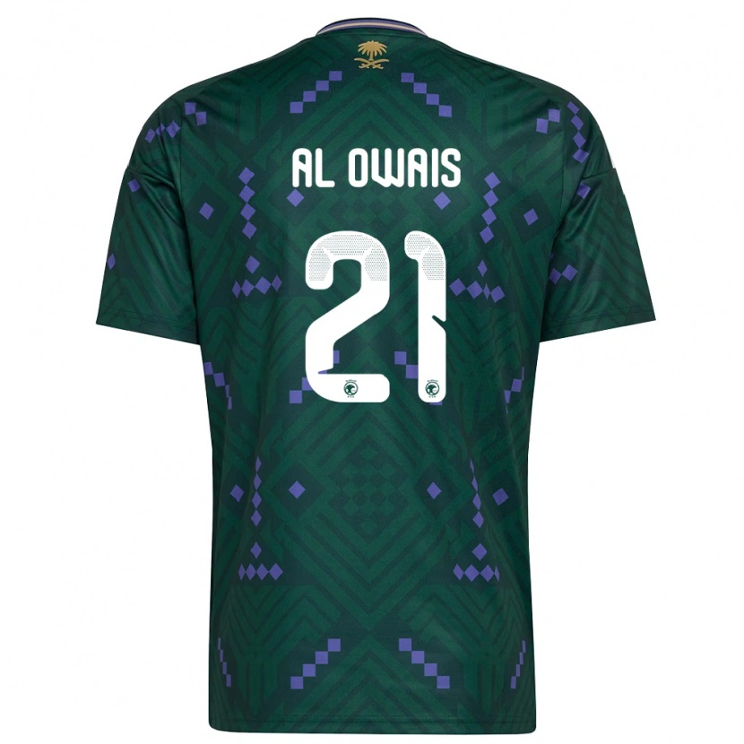 Danxen Mujer Camiseta Arabia Saudita Mohammed Al Owais #21 Verde Púrpura Blanco 1ª Equipación 26-28 La Camisa
