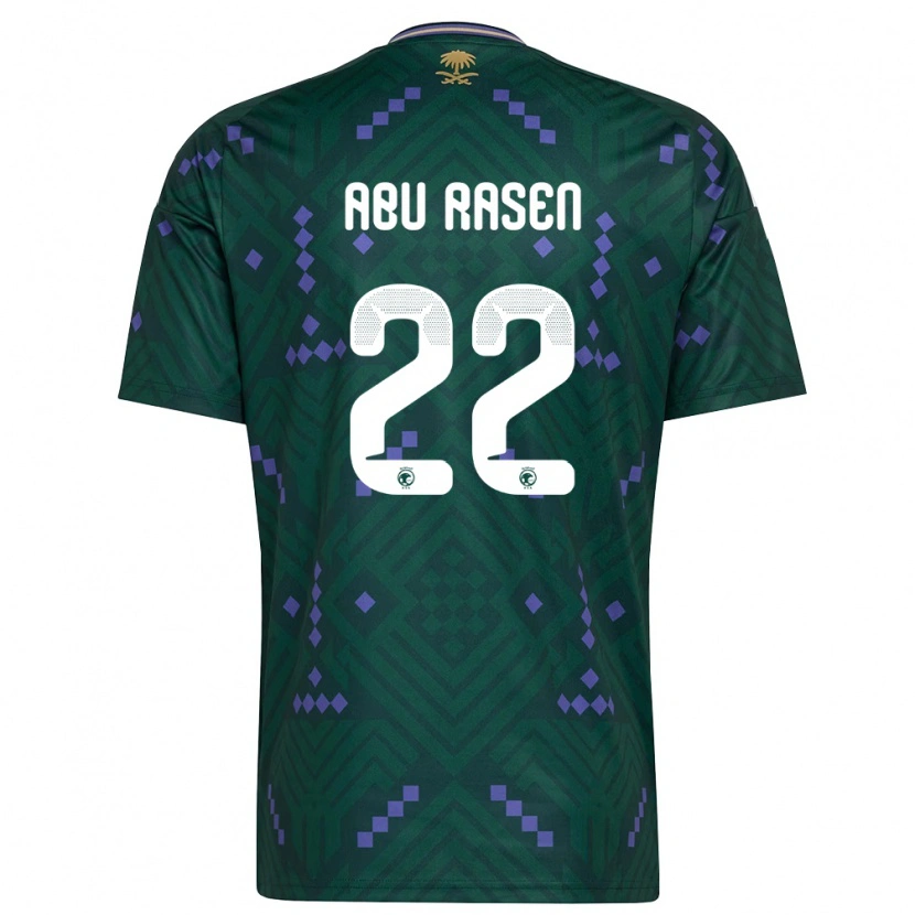 Danxen Mujer Camiseta Arabia Saudita Ahmad Abu Rasen #22 Verde Púrpura Blanco 1ª Equipación 26-28 La Camisa