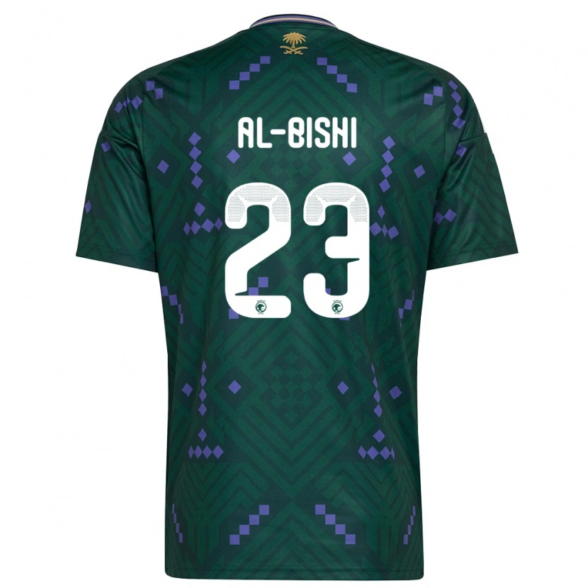 Danxen Mujer Camiseta Arabia Saudita Abdullah Al-Bishi #23 Verde Púrpura Blanco 1ª Equipación 26-28 La Camisa