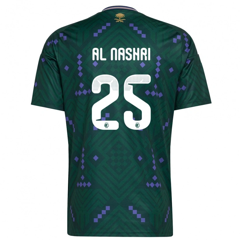 Danxen Mujer Camiseta Arabia Saudita Awad Al Nashri #25 Verde Púrpura Blanco 1ª Equipación 26-28 La Camisa