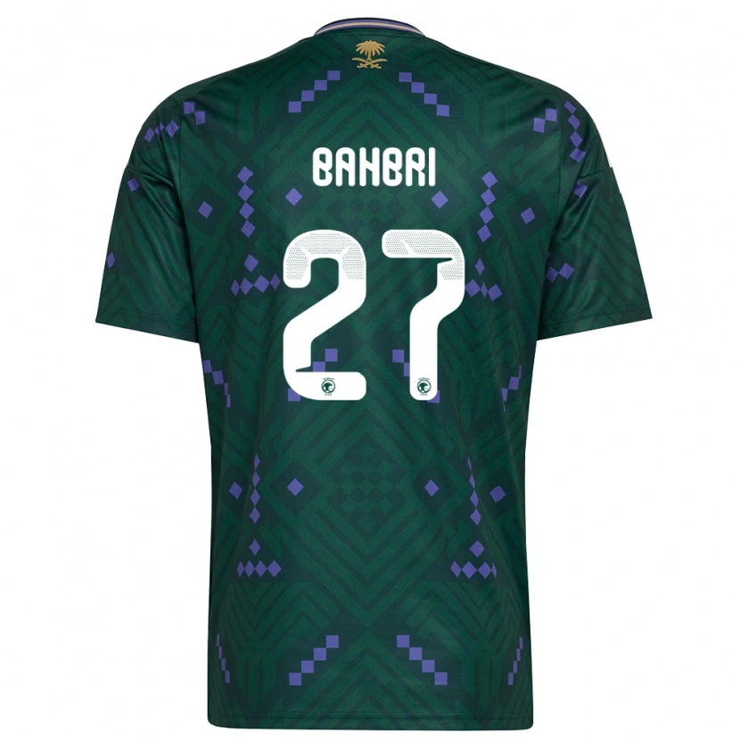 Danxen Mujer Camiseta Arabia Saudita Hatan Bahbri #27 Verde Púrpura Blanco 1ª Equipación 26-28 La Camisa