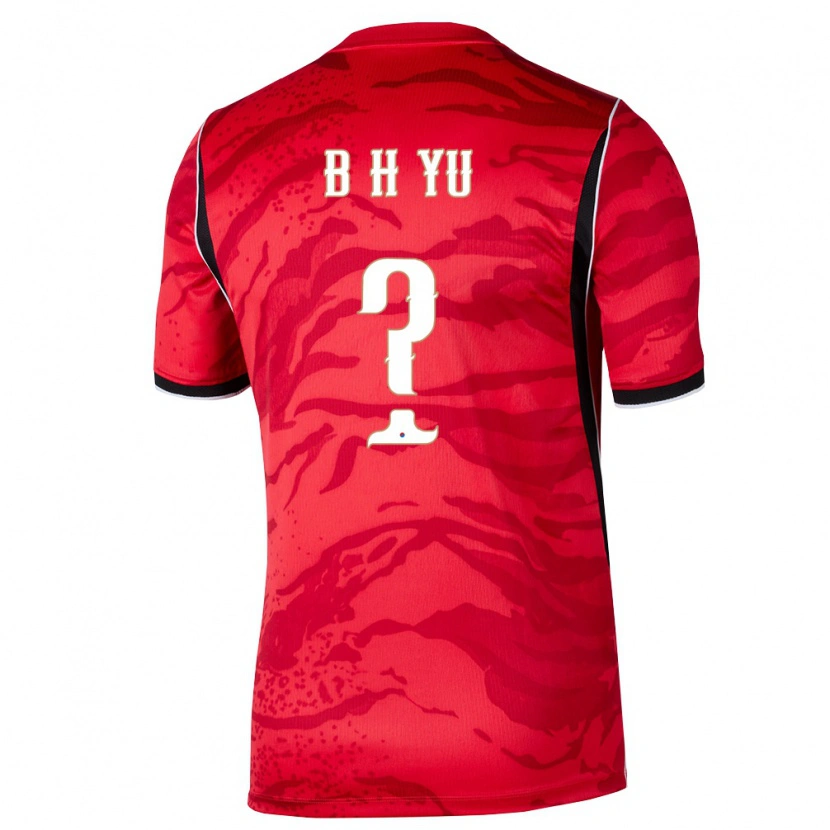 Danxen Mujer Camiseta Corea Del Sur Yu Byeong Heon #0 Rojo Blanco Negro 1ª Equipación 26-28 La Camisa