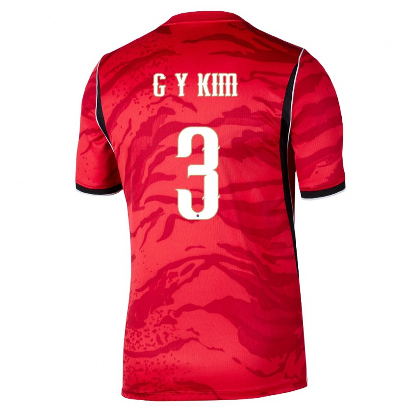Danxen Mujer Camiseta Corea Del Sur Yu-Geon Kim #3 Rojo Blanco Negro 1ª Equipación 26-28 La Camisa