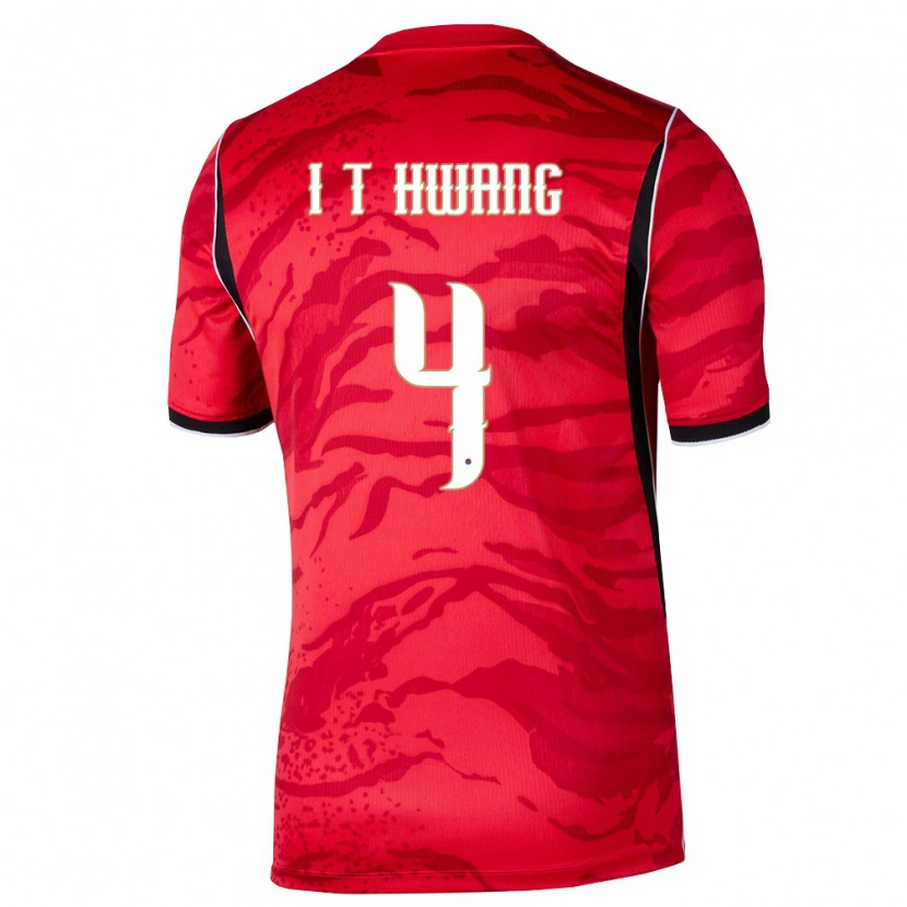 Danxen Mujer Camiseta Corea Del Sur Hwang In Taek #4 Rojo Blanco Negro 1ª Equipación 26-28 La Camisa