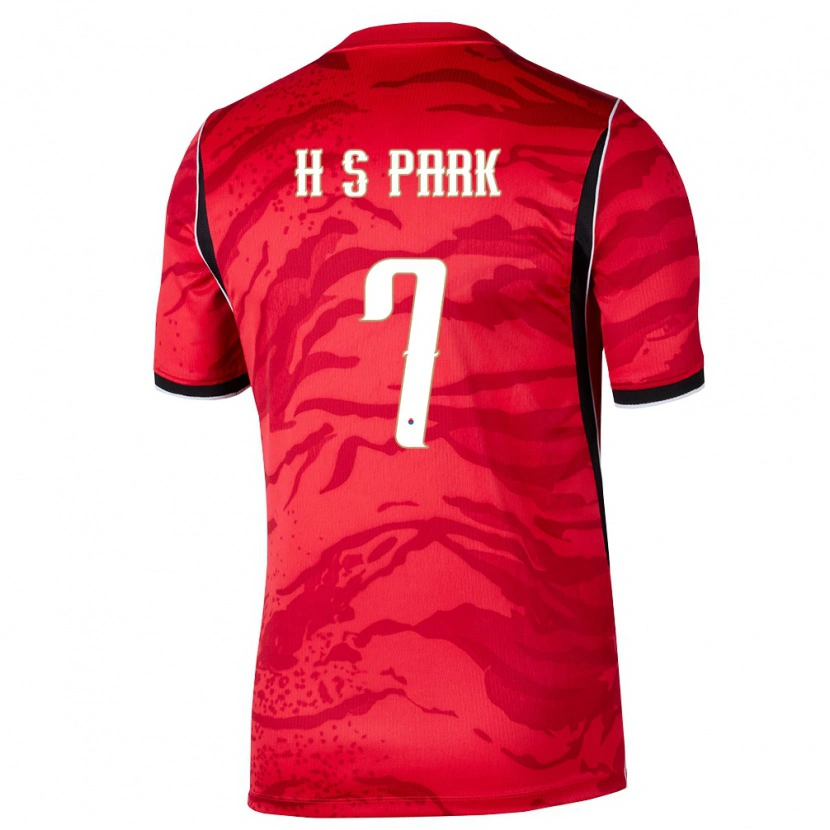 Danxen Mujer Camiseta Corea Del Sur Seung-Ho Park #7 Rojo Blanco Negro 1ª Equipación 26-28 La Camisa