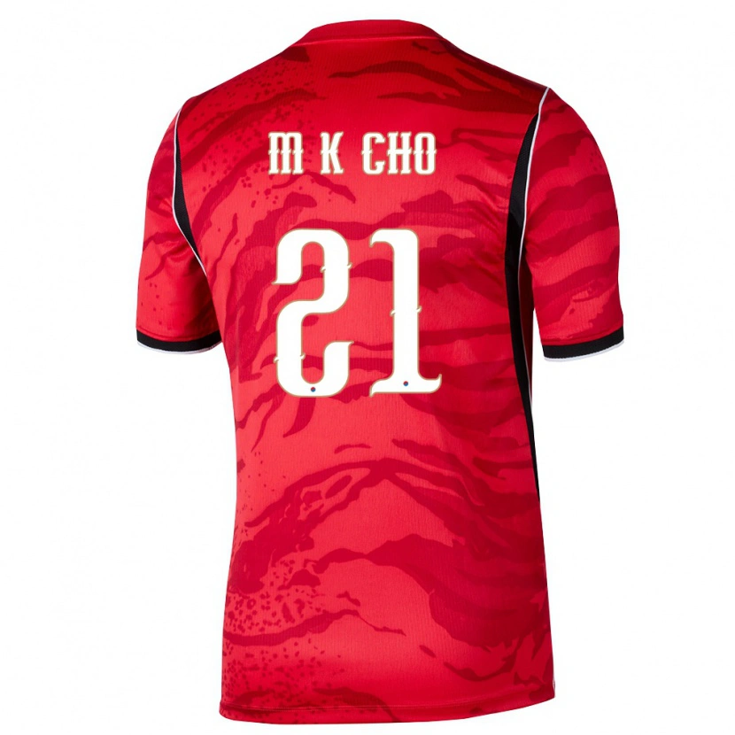 Danxen Mujer Camiseta Corea Del Sur Cho Min Kyu #21 Rojo Blanco Negro 1ª Equipación 26-28 La Camisa