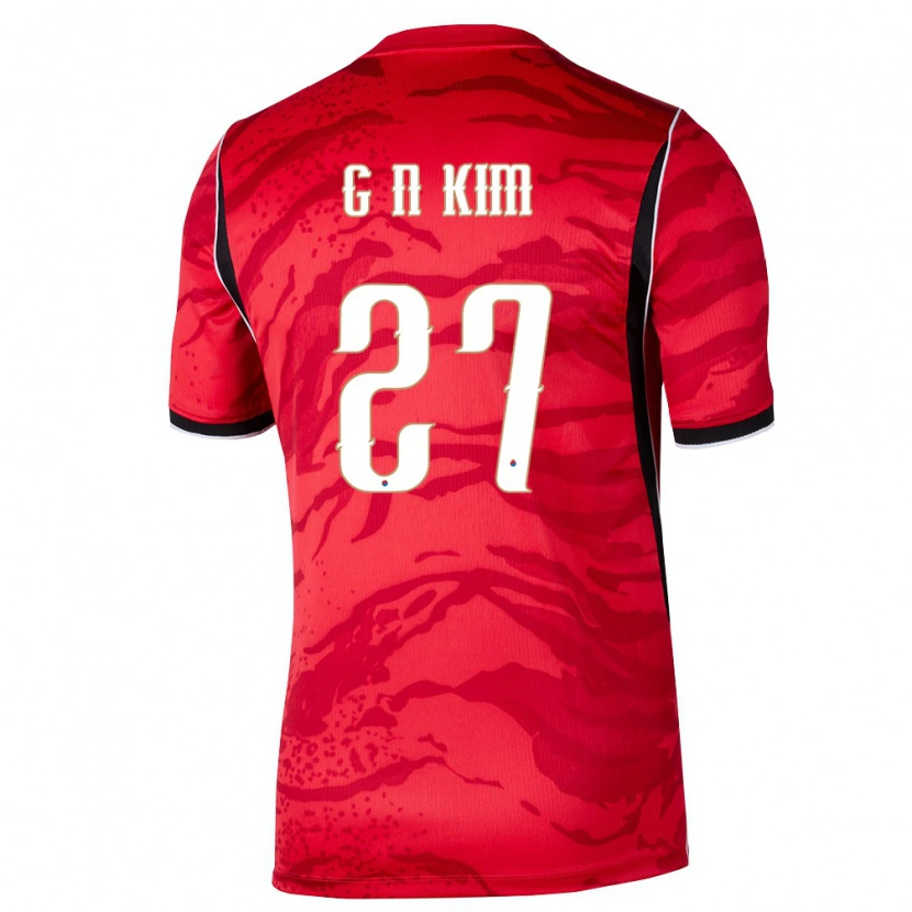 Danxen Mujer Camiseta Corea Del Sur Gun-Nam Kim #27 Rojo Blanco Negro 1ª Equipación 26-28 La Camisa