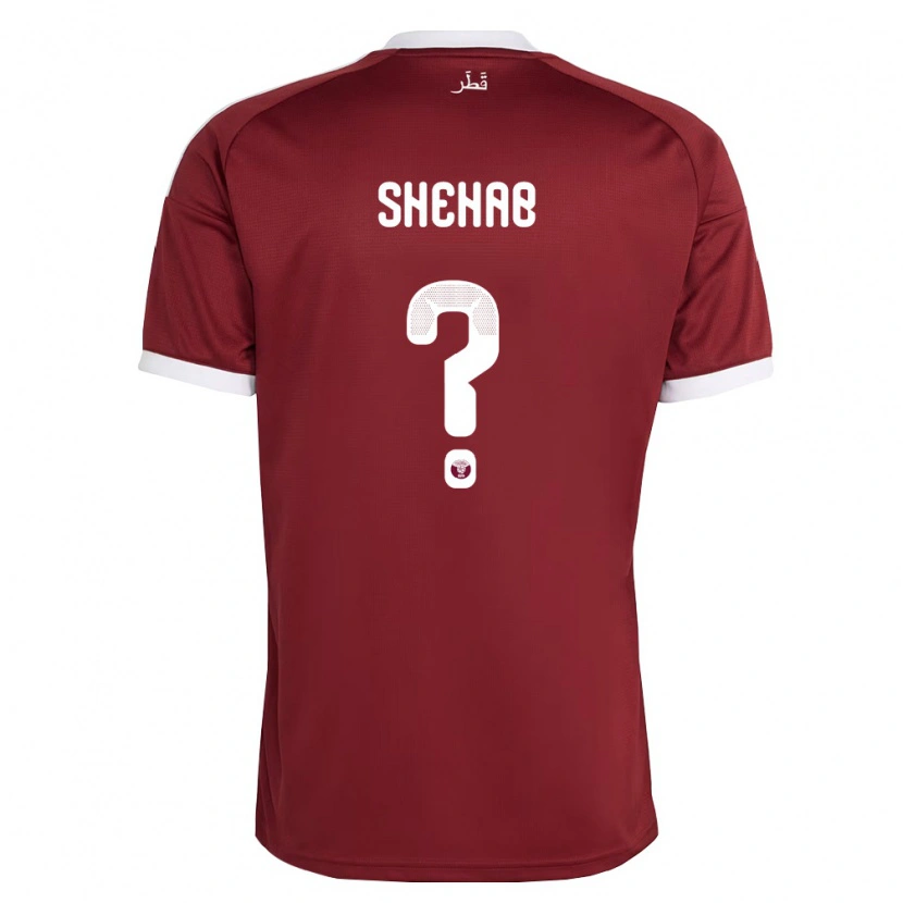 Danxen Mujer Camiseta Catar Shehab Al Laithy #0 Rojo Borgoña Blanco 1ª Equipación 26-28 La Camisa