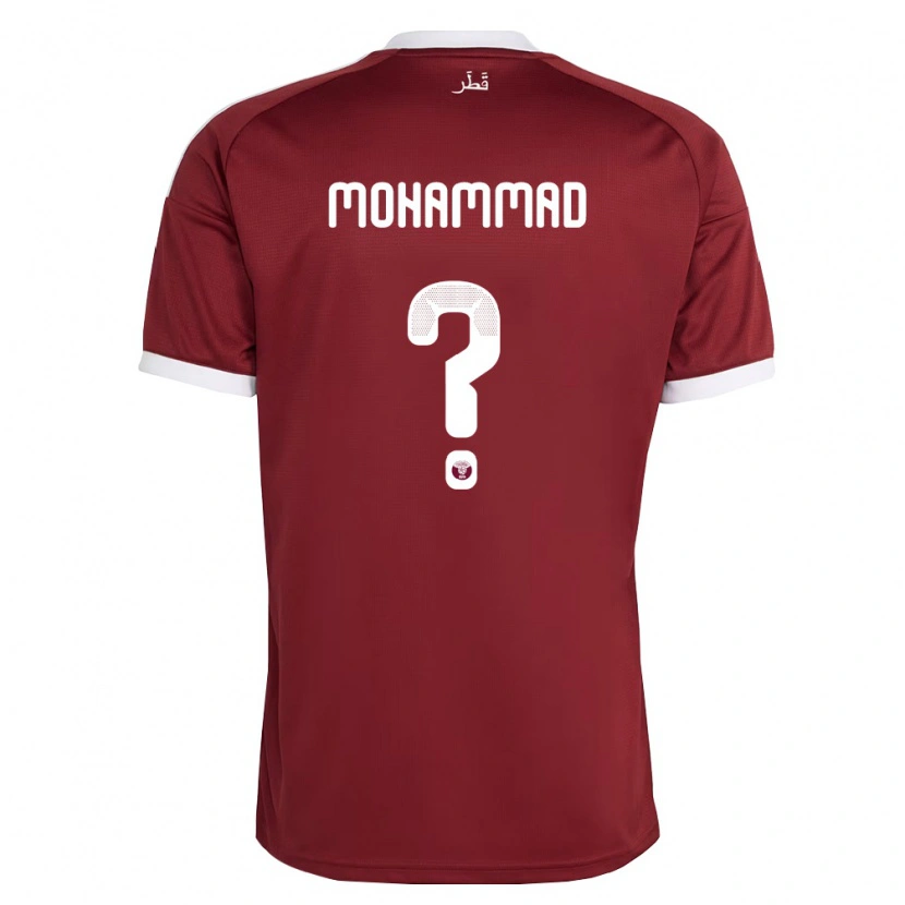 Danxen Mujer Camiseta Catar Khaled Mohammad #0 Rojo Borgoña Blanco 1ª Equipación 26-28 La Camisa
