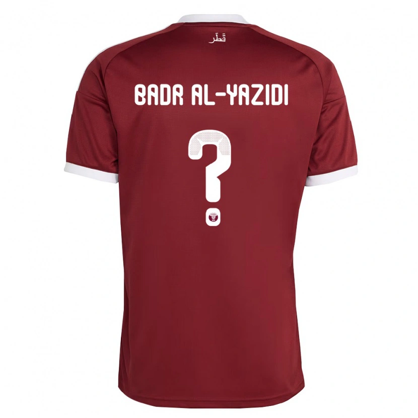 Danxen Mujer Camiseta Catar Abdullah Badr Al-Yazidi #0 Rojo Borgoña Blanco 1ª Equipación 26-28 La Camisa