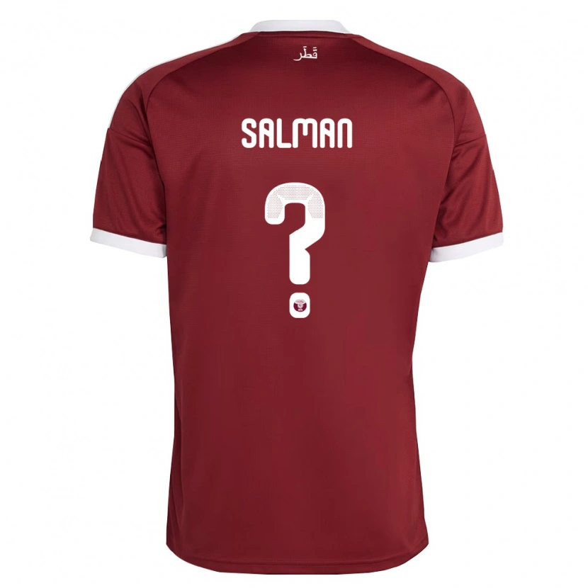 Danxen Mujer Camiseta Catar Youssef Salman #0 Rojo Borgoña Blanco 1ª Equipación 26-28 La Camisa