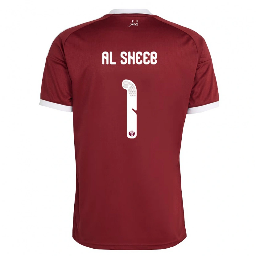 Danxen Mujer Camiseta Catar Saad Al Sheeb #1 Rojo Borgoña Blanco 1ª Equipación 26-28 La Camisa