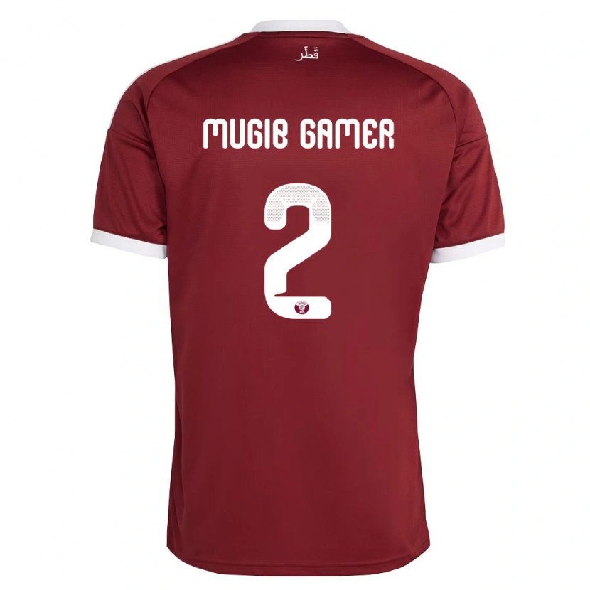 Danxen Mujer Camiseta Catar Abdalla Mugib Gamer #2 Rojo Borgoña Blanco 1ª Equipación 26-28 La Camisa