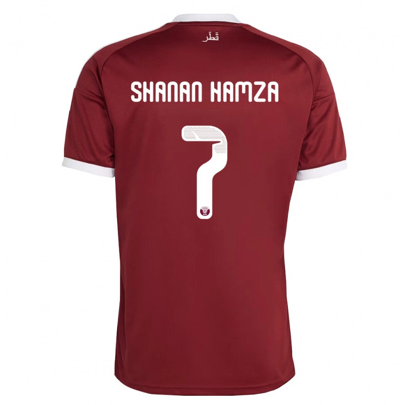 Danxen Mujer Camiseta Catar Mubarak Shanan Hamza #7 Rojo Borgoña Blanco 1ª Equipación 26-28 La Camisa