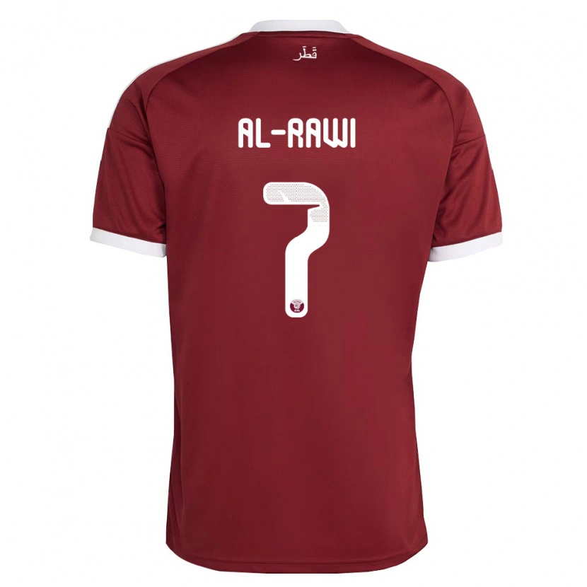 Danxen Mujer Camiseta Catar Ahmed Al-Rawi #7 Rojo Borgoña Blanco 1ª Equipación 26-28 La Camisa