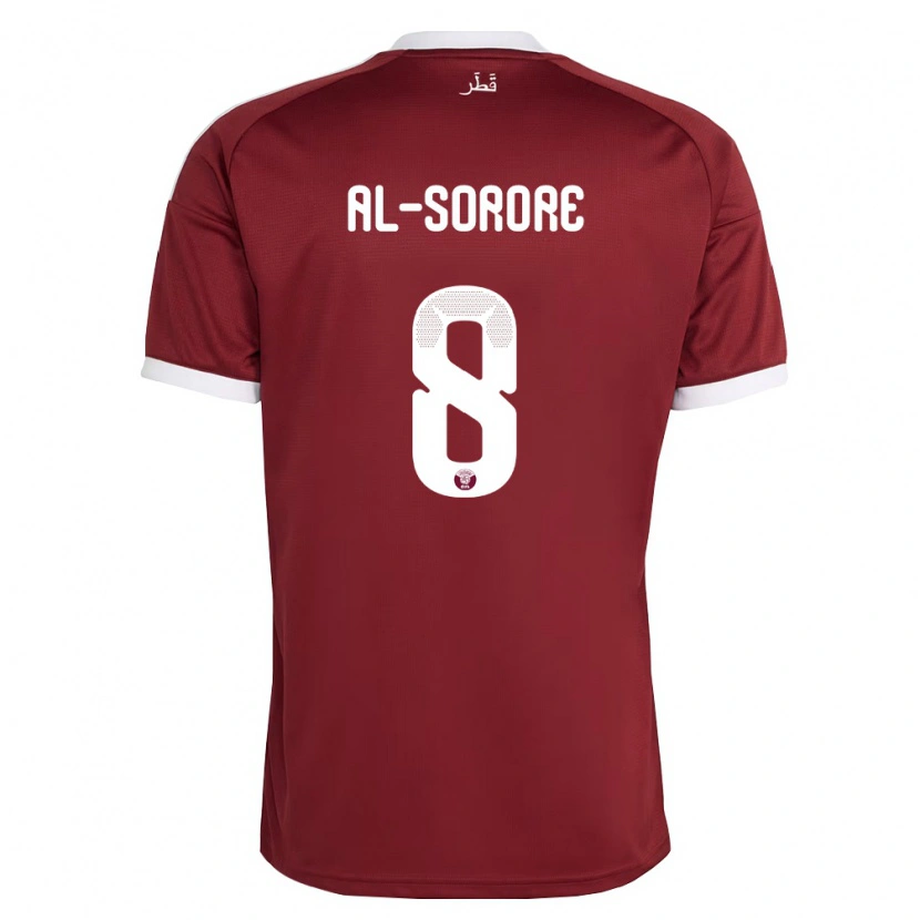 Danxen Mujer Camiseta Catar Asma Al Sorore #8 Rojo Borgoña Blanco 1ª Equipación 26-28 La Camisa