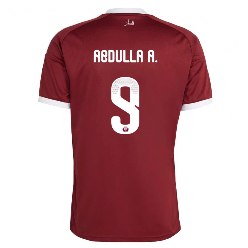 Danxen Mujer Camiseta Catar Mohsain Abdulla A. #9 Rojo Borgoña Blanco 1ª Equipación 26-28 La Camisa