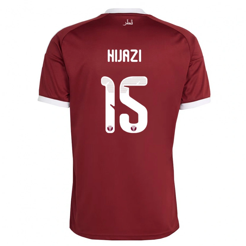 Danxen Mujer Camiseta Catar Asalet Hijazi #15 Rojo Borgoña Blanco 1ª Equipación 26-28 La Camisa