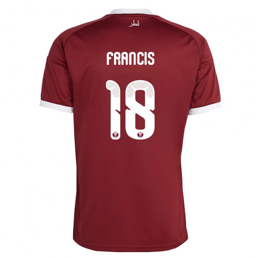 Danxen Mujer Camiseta Catar Emmanuel Francis #18 Rojo Borgoña Blanco 1ª Equipación 26-28 La Camisa