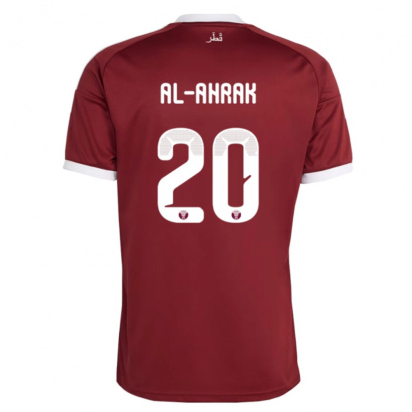 Danxen Mujer Camiseta Catar Abdullah Al-Ahrak #20 Rojo Borgoña Blanco 1ª Equipación 26-28 La Camisa