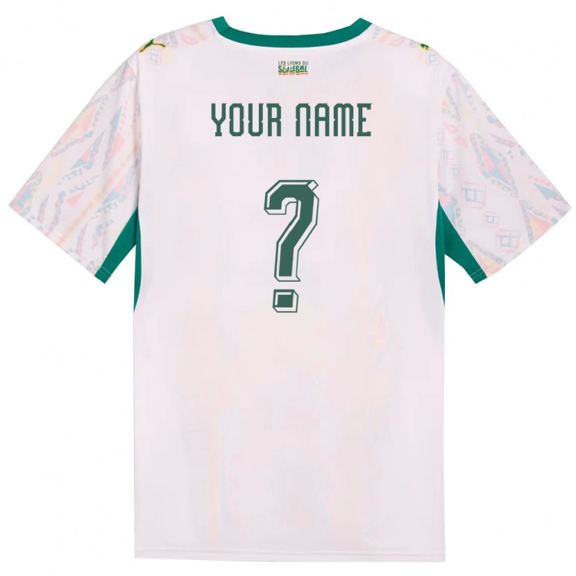 Danxen Mujer Camiseta Senegal Su Nombre #0 Blanco Verde Amarillo 1ª Equipación 26-28 La Camisa