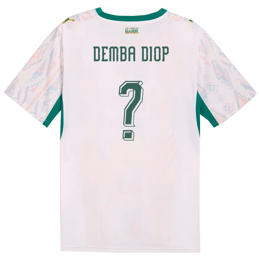 Danxen Mujer Camiseta Senegal Pape Demba Diop #0 Blanco Verde Amarillo 1ª Equipación 26-28 La Camisa