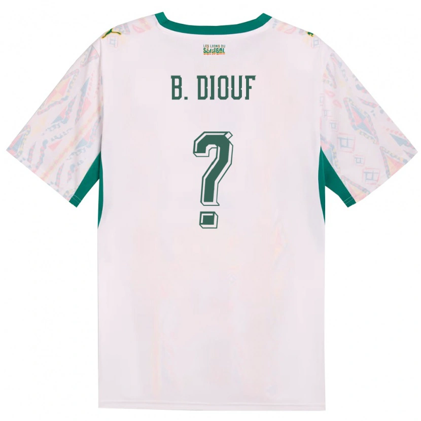 Danxen Mujer Camiseta Senegal El Hadji Bilal Diouf #0 Blanco Verde Amarillo 1ª Equipación 26-28 La Camisa