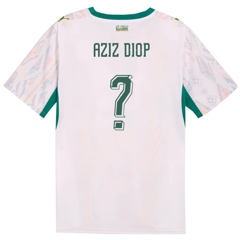 Danxen Mujer Camiseta Senegal Abdou Aziz Diop #0 Blanco Verde Amarillo 1ª Equipación 26-28 La Camisa