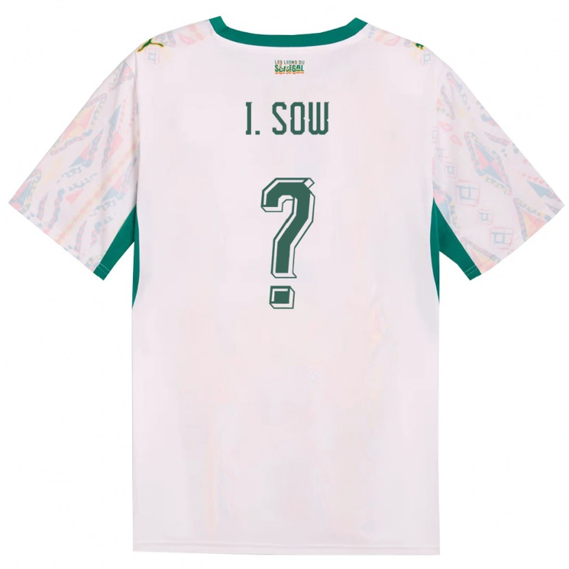 Danxen Mujer Camiseta Senegal Ibrahima Sow #0 Blanco Verde Amarillo 1ª Equipación 26-28 La Camisa