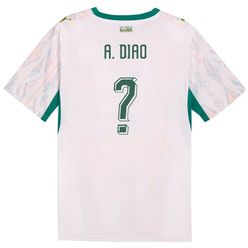 Danxen Mujer Camiseta Senegal Assane Diao #0 Blanco Verde Amarillo 1ª Equipación 26-28 La Camisa