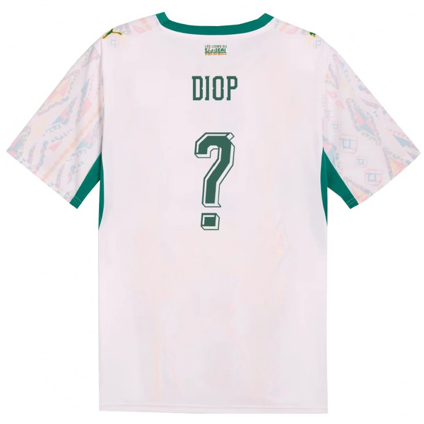 Danxen Mujer Camiseta Senegal Maguette Diop #0 Blanco Verde Amarillo 1ª Equipación 26-28 La Camisa