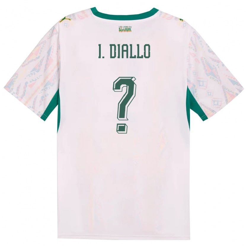 Danxen Mujer Camiseta Senegal Ibrahima Diallo #0 Blanco Verde Amarillo 1ª Equipación 26-28 La Camisa