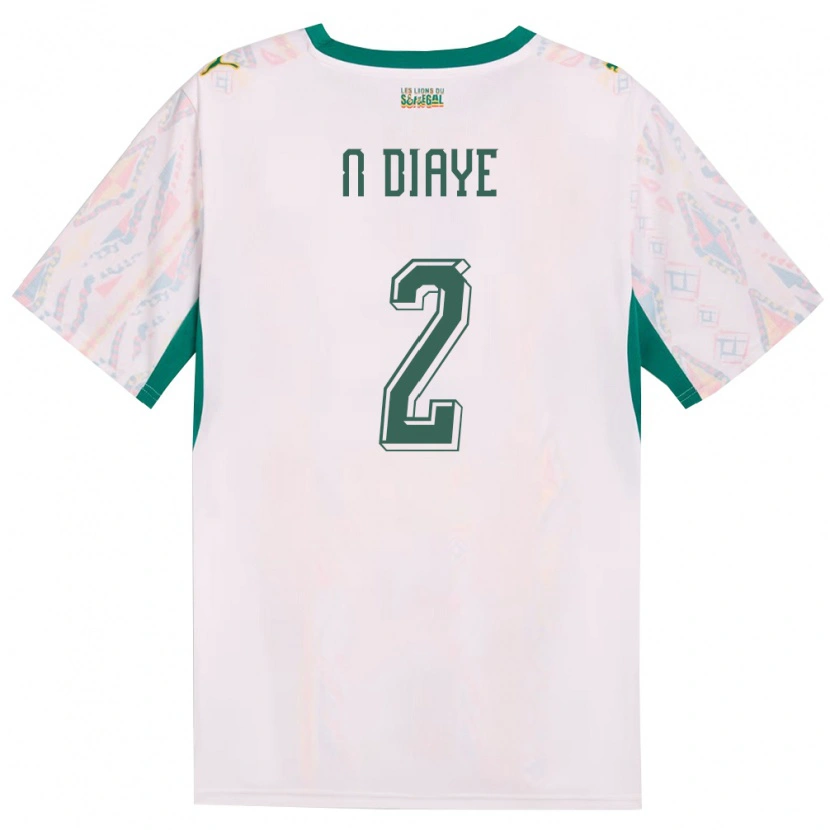 Danxen Mujer Camiseta Senegal Moussa N Diaye #2 Blanco Verde Amarillo 1ª Equipación 26-28 La Camisa