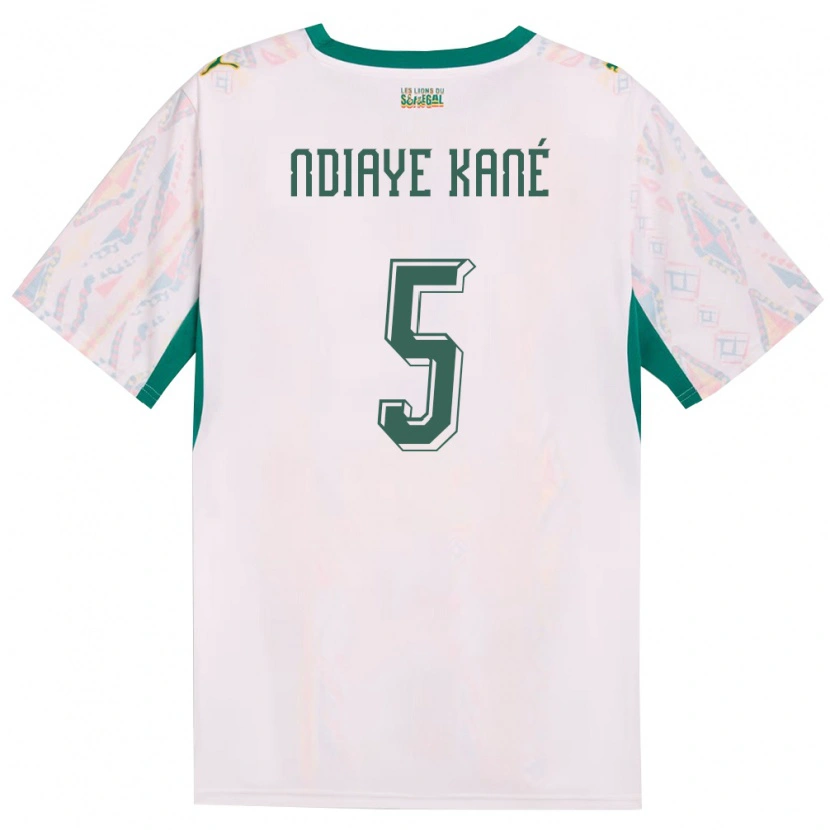 Danxen Mujer Camiseta Senegal Ndeye Ndiaye Kane #5 Blanco Verde Amarillo 1ª Equipación 26-28 La Camisa