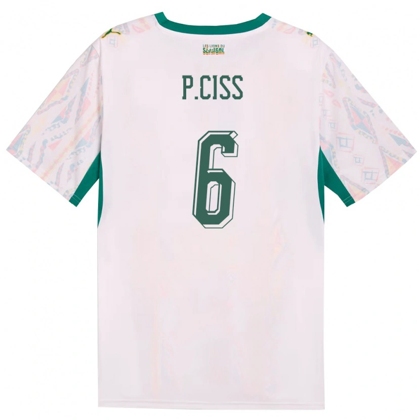 Danxen Mujer Camiseta Senegal Pathé Ciss #6 Blanco Verde Amarillo 1ª Equipación 26-28 La Camisa
