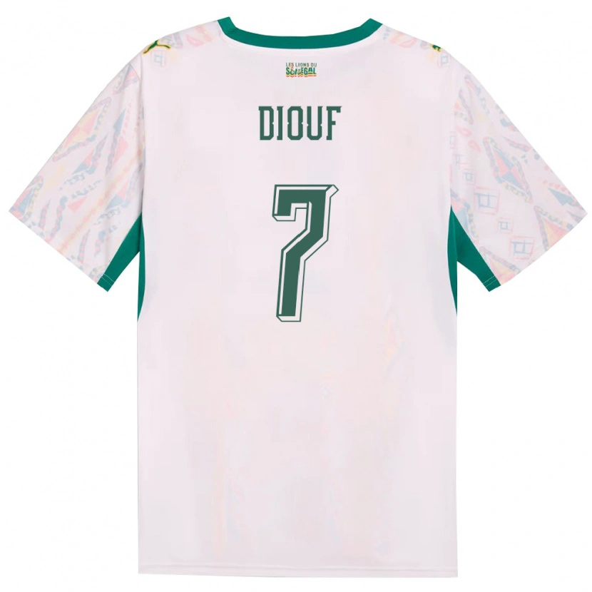 Danxen Mujer Camiseta Senegal Oumar Diouf #7 Blanco Verde Amarillo 1ª Equipación 26-28 La Camisa