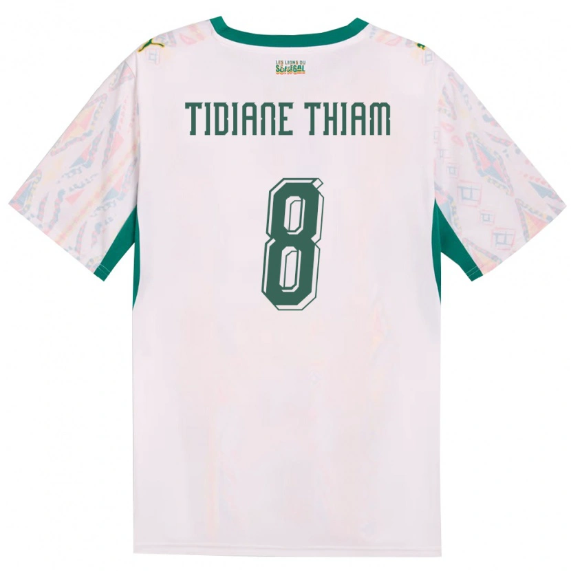 Danxen Mujer Camiseta Senegal Cheikh Tidiane Thiam #8 Blanco Verde Amarillo 1ª Equipación 26-28 La Camisa