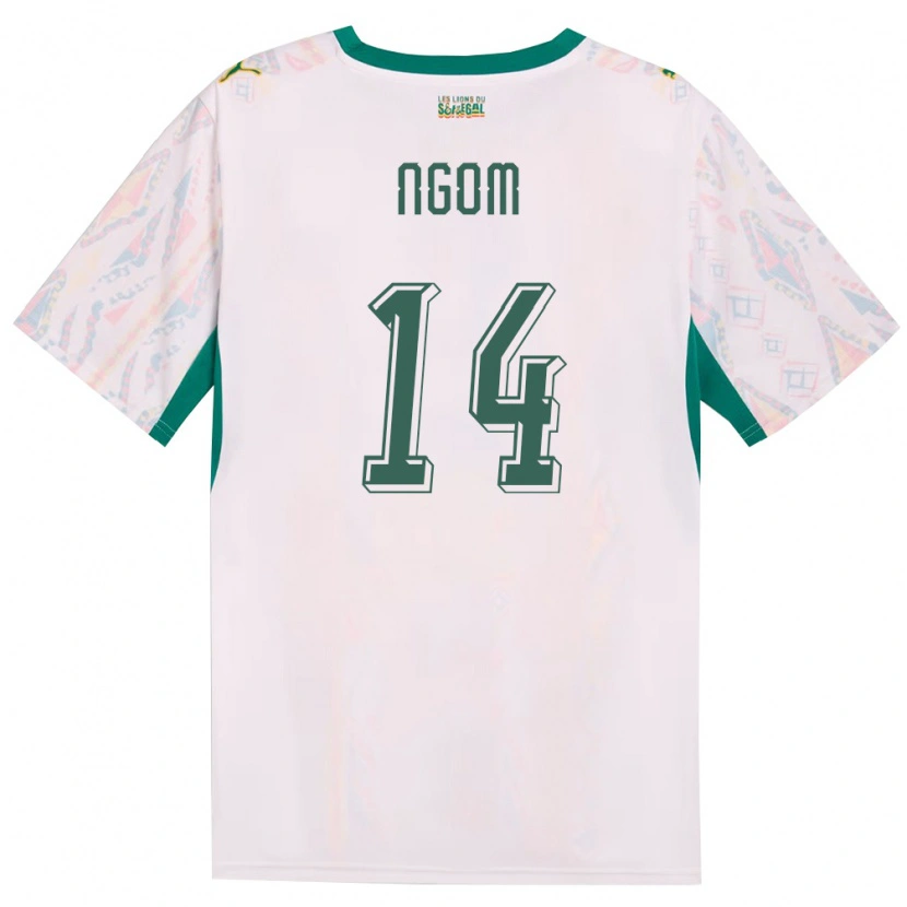 Danxen Mujer Camiseta Senegal Libasse Ngom #14 Blanco Verde Amarillo 1ª Equipación 26-28 La Camisa