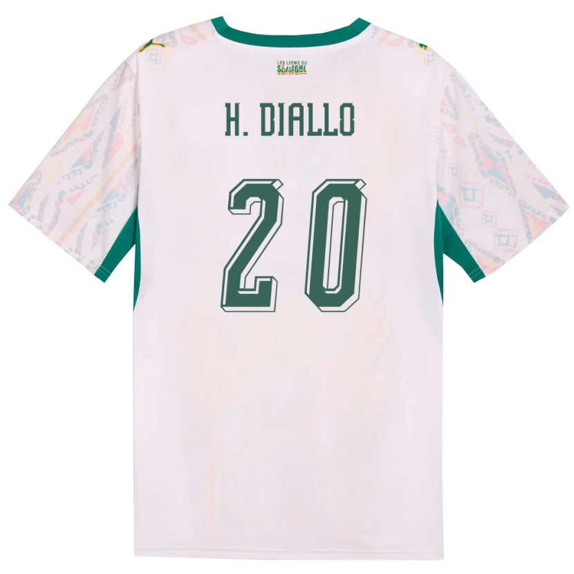 Danxen Mujer Camiseta Senegal Habib Diallo #20 Blanco Verde Amarillo 1ª Equipación 26-28 La Camisa